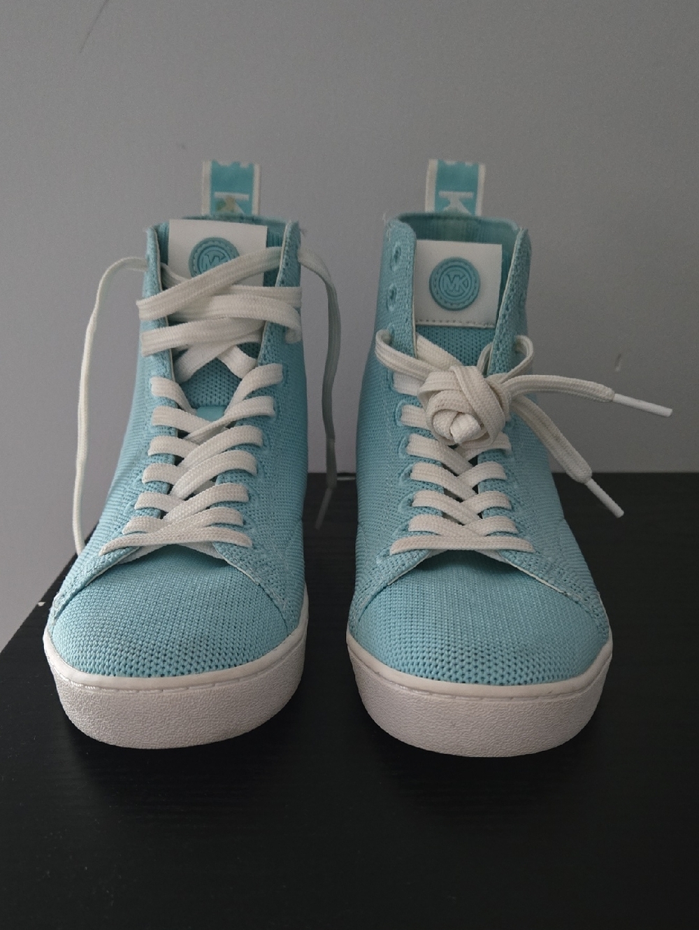 Light Blue High-Top Sneakers with White Soles